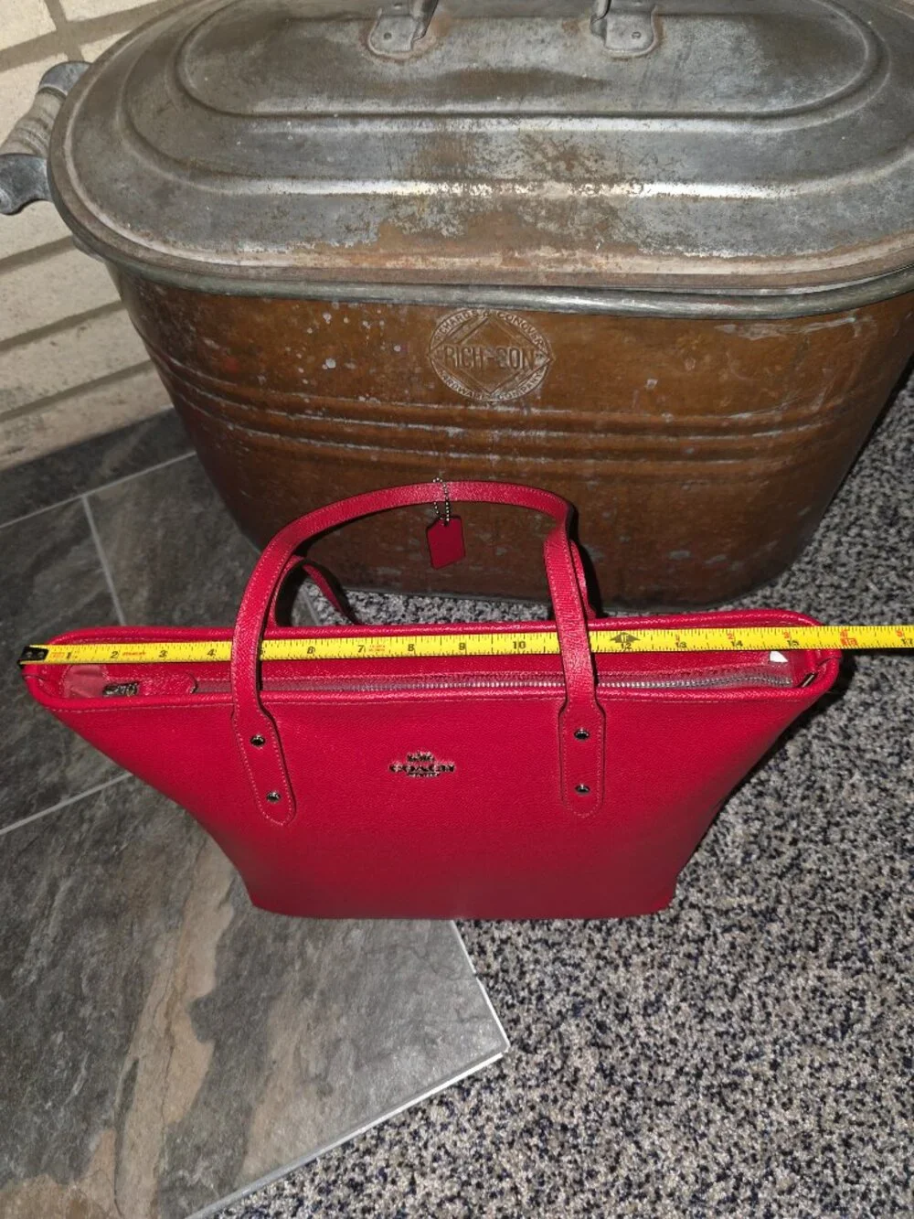 Coach Red Leather City‎ Zip Tote F58846 NWOT Bag Purse